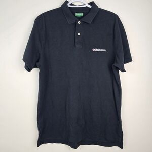 Heineken Polo Shirt Mens XL Black Heineken Logo Short Sleeve Cotton Pique Promo